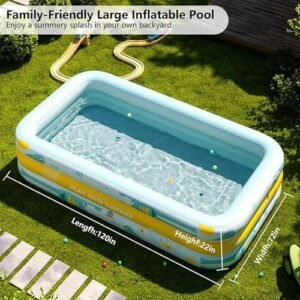 Inflatable Pool, 120"X 72" X 22" Thickened Full-Sized Cartoon Pattern