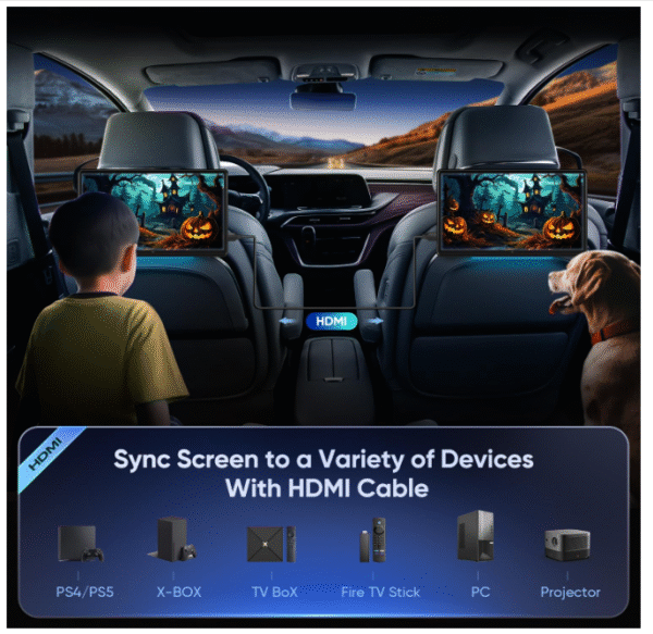 15.6" Android Headrest Monitor Tablet Touchscreen Portable Car TV - Image 2