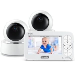 Dr.meter 5'' Baby Monitor with 2 Cameras, 720p HD Video Baby Monitor & 2 Cameras