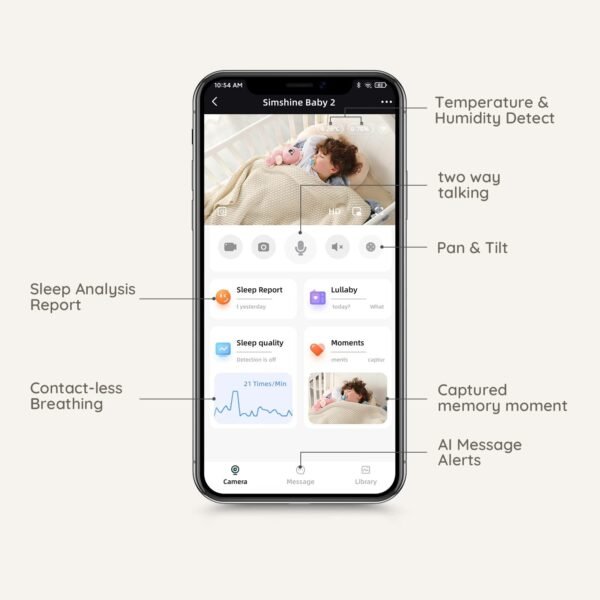 Simshine Smart Baby Monitor WiFi Smartphone AI Cry Soothing Lullaby - Image 7