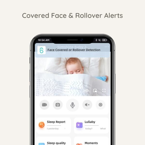 Simshine Smart Baby Monitor WiFi Smartphone AI Cry Soothing Lullaby - Image 8