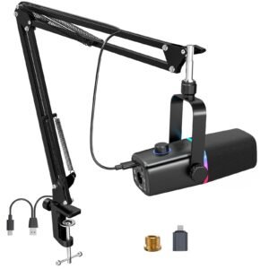 XLR/USB Dynamic Microphone for Gaming Podcast Mic for PC Computers