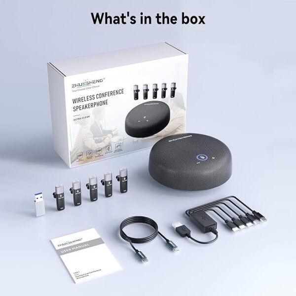 Conference Speaker and Microphone, USB Speakerphone w/Muteable/65ft Wireless - Image 2