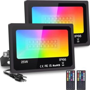 LED Flood Light Outdoor, 25W RGB Color Changing Floodlights Stge Lights Indoor P