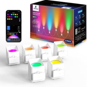 RGBCW Smart Wall Sconces - 54 Dynamic Scene WiFi Wall Lights Work with Alexa,...