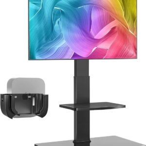 Rfiver Floor TV Stand with Mount for Most 32-65 inch TVs up to 110lbs, Swivel TV
