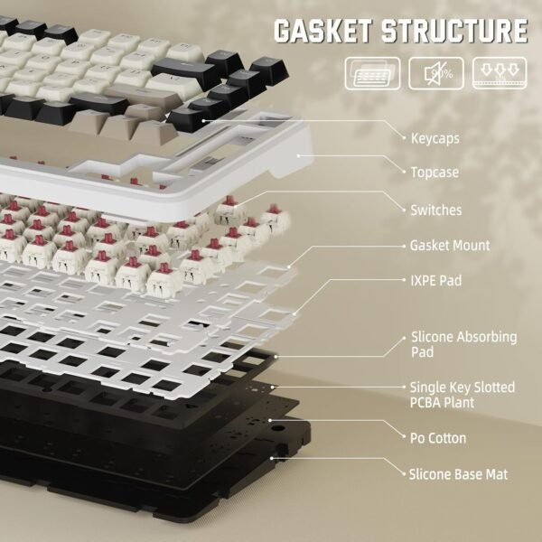 ATTACK SHARK M86 75% Mechanical Gaming Custom Keyboard,Gasket Mount,Hot Swappabl - Image 4