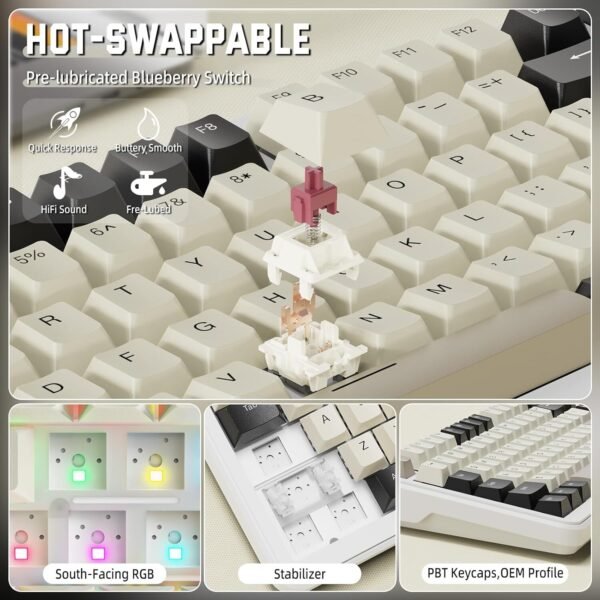 ATTACK SHARK M86 75% Mechanical Gaming Custom Keyboard,Gasket Mount,Hot Swappabl - Image 5
