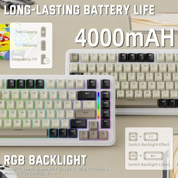 ATTACK SHARK M86 75% Mechanical Gaming Custom Keyboard,Gasket Mount,Hot Swappabl - Image 6