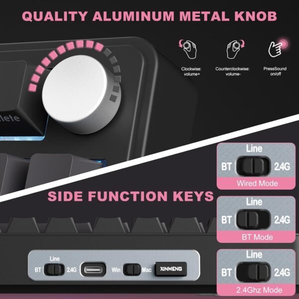 M75 Mechanical Keyboard,75% Gasket Hot Swappable,RGB Backlit,Side Printed PBT - Image 3