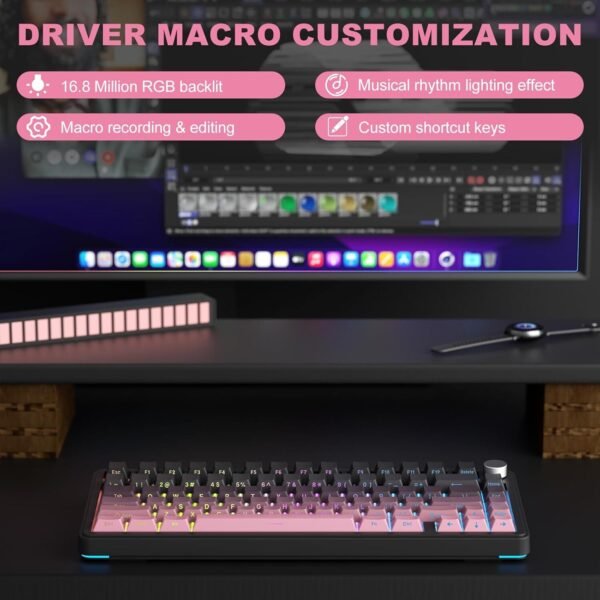 M75 Mechanical Keyboard,75% Gasket Hot Swappable,RGB Backlit,Side Printed PBT - Image 5