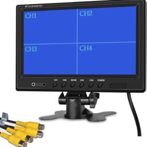 9 Inch Backup Camera Monitor Only, Quad Split Screen,Hikity 4 Channels RCA Video