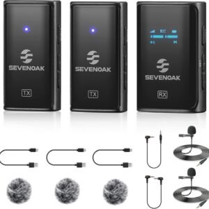 Sevenoak SKM-K2 OLED Wireless Lavalier Microphone for iPhone/Camera/Android, 2.4