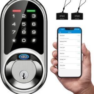 Smart Door Deadbolt lock for home with fingerprint sensor, key, code, app ctrl