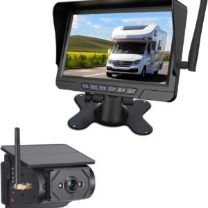 Magnetic Solar Wireless Backup Camera: 7" DVR Portable 1 Min Easy Install