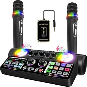 Portable Karaoke Machine Bluetooth Speaker with 2 Microphones Wireless Audio Int