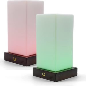 LuvLink Cylinder Friendship Lamp v2 Extended WiFi Range - Wood & Glass (2 Set)