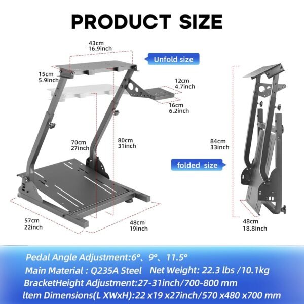 Racing Wheel Stand，Height Adjustable Steering Wheel Stand Racing Simulator logi - Image 7