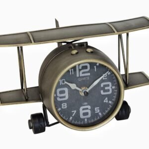Airplane Metal Tabletop Clock Industrial Home Decor Accents for The Mantel, Shel