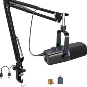 XLR/USB Dynamic Microphone for Gaming Podcast,Mic for iPhone Phone PC Compute...