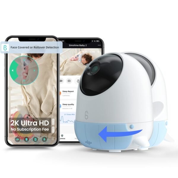 Simshine Smart Baby Monitor WiFi Smartphone AI Cry Soothing Lullaby